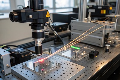 optical lab setup measuring microtubule photophysics