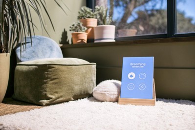 Calm-down corner with visual schedule and breathing card