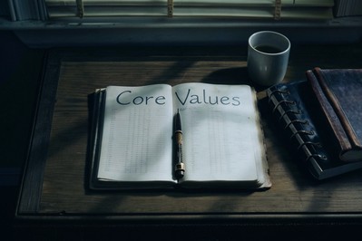 Bilježnica s popisom vrijednosti na radnom stolu