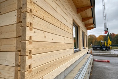 Presjek montažnog zida s CLT i vlaknatim pločama