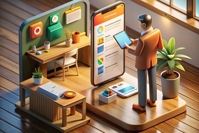 Vlasnik obrta provjerava Google Business Profile recenzije na telefonu