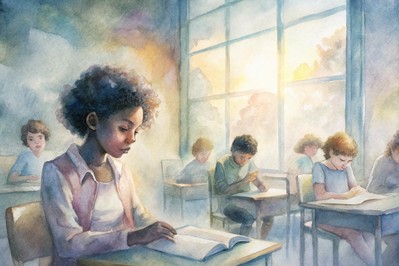 Student journaling during a classroom feelings check-in