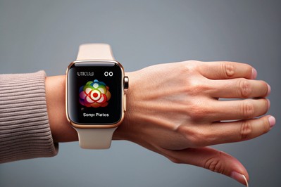 Mudra Band on Apple Watch wrist while performing a pinch gesture