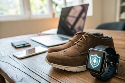 Pametne cipele i sat s ikonom štita za kibernetičku sigurnost