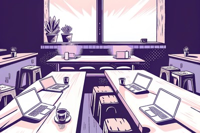 kafić s različitim stolovima koji simboliziraju platforme