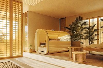 discreet private wellness suite with hyperbaric chamber and wearables