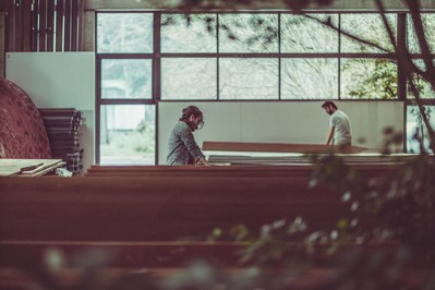 Unutrašnjost tvornice montažnih kuća u Hrvatskoj