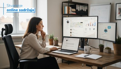 Digitalni marketing za mala poduzeća: vlasnica planira strategiju na laptopu