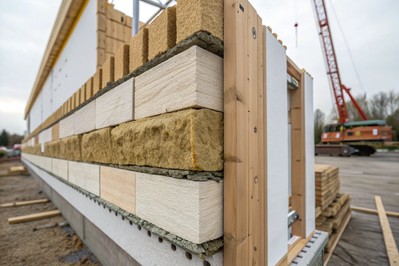 Presjek montažnog zida sa slojevima