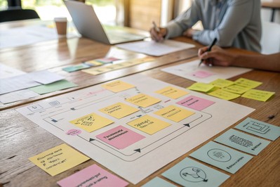 procesna mapa s ljepljivim papirićima i AI ikonama