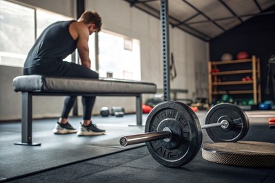Banded hip thrust and landmine press setup