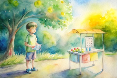 Child at a neighborhood lemonade stand using a Mood Meter